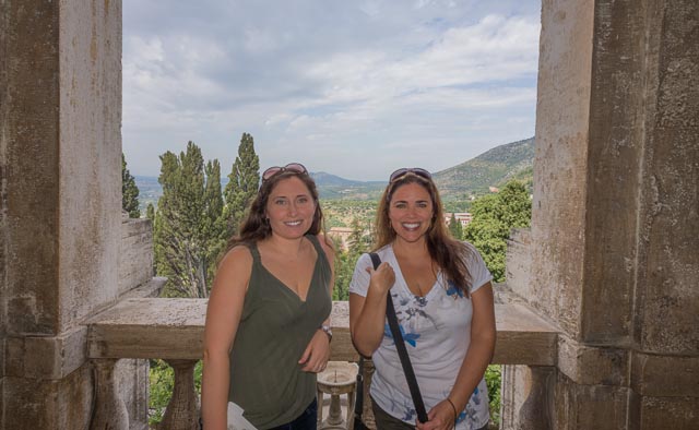 Kait and Alicia at a balcony in Villa d'Este in Tivoli, Lazio, Italy